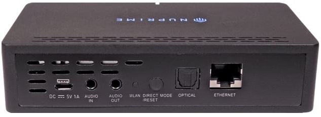 NuPrime WR-100 Wireless Audio Adapter - Rückansicht mit Anschlüssen