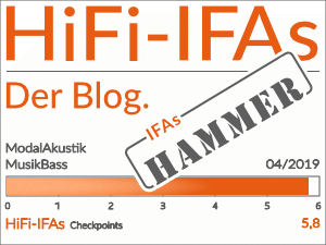 ModalAkustik MusikBass Testergebnis: 5,8 von 6,0 Punkten und HiFi-IFAs Hammer = Highlight