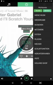 VOLUMIO Primo HiFi Screenshots Musikplayer mit Einstellungen