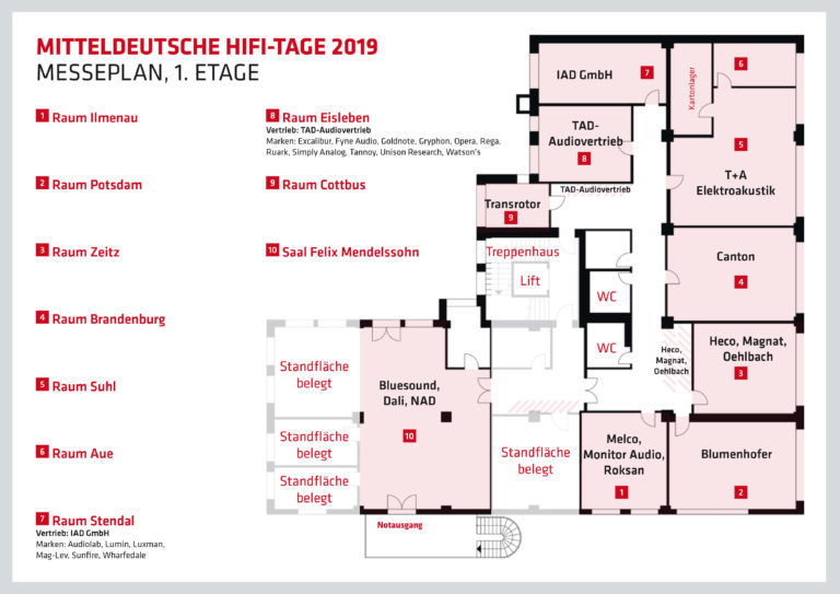 Mitteldeutsche HiFi-Tage. Ausstellerplan Erstes Obergeschoos