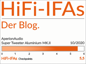 Test-Ergebnis des Aperion Audio Super Tweeter / Super-Hochtöner Aluminium MK.II: 5,5 von 6,0 Punkten