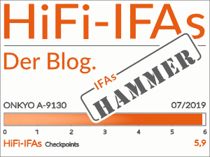Test Ergebnis HiFi-Vollverstärker ONKYO A-9130. 5,9 von 6,0 Punkten und damit HiFi-IFAs Highlight!